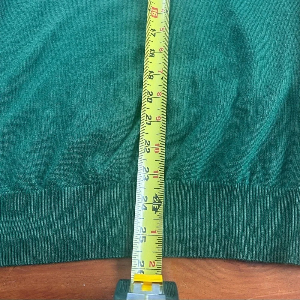 Belford Men 100% Extrafine Merino Wool. Size L Green Quarter zip St Patrick’s - Picture 10 of 10